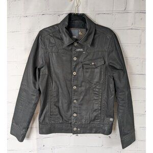 G STAR RAW Black Waxed Denim Jacket Biker Alt